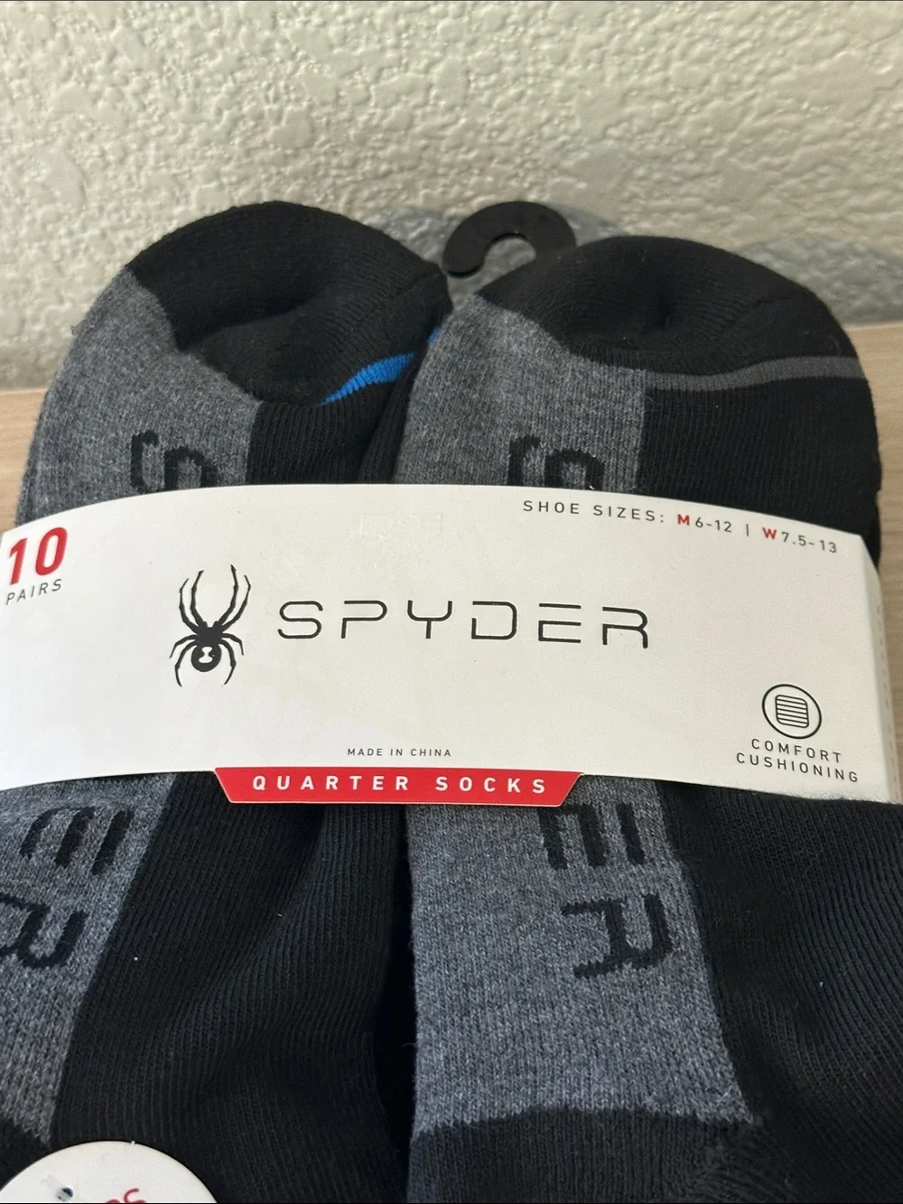Spyder Black and Gray Men's Athletic Quarter Sock 10-Pack